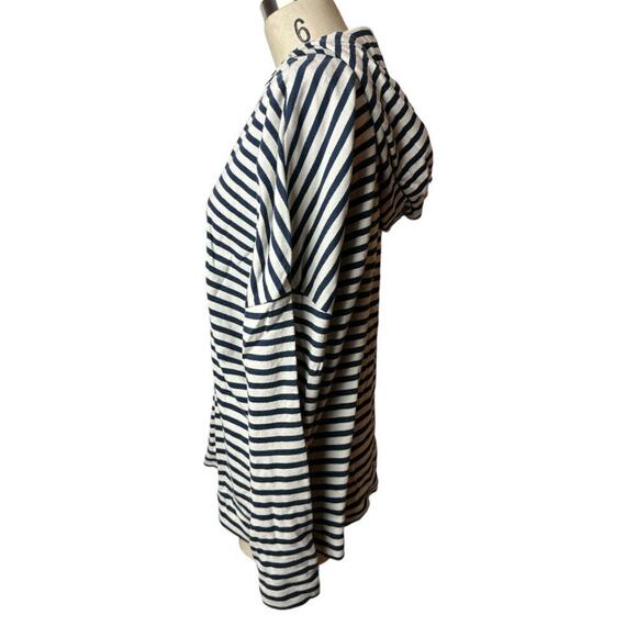 Lou & Grey Navy Cream Stripe Hoodie Top Shirt Women's Size L Nautical Beach - Picture 2 of 5